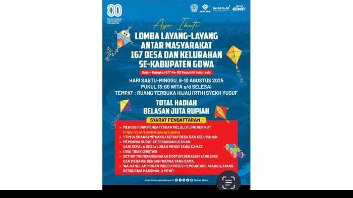Warga Gowa, Ikut dan Ramaikan Lomba Layang-Layang Berhadiah Belasan Juta di RTH Syech Yusuf