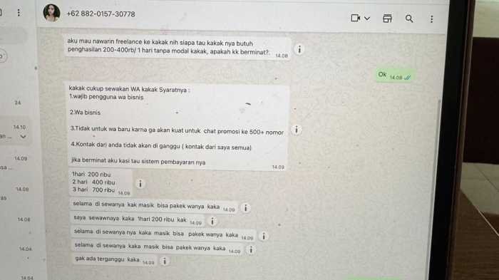 Waspada Penipuan Baru! Modus Sewa Akun WhatsApp Dijanji Rp400 Ribu Sehari