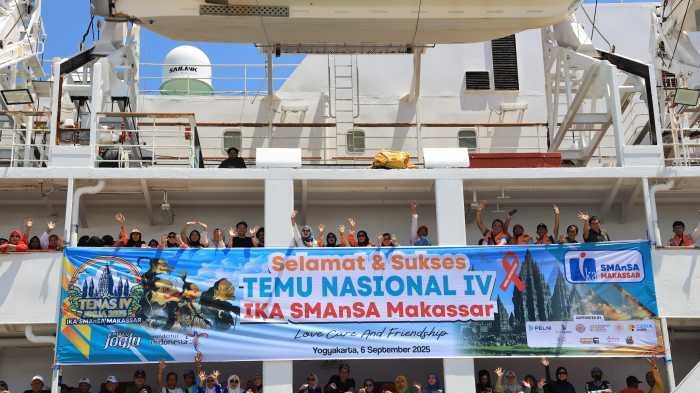 Pelni Angkut 1.200 Alumni Smansa Makassar ke Yogyakarta Hadiri Tenas IV
