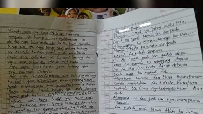 Sebut Lelah Suami Banyak Bohong, Ini Isi Lengkap Surat Wasiat EN, Ibu Muda Tewas Gantung Diri Usai Racun Dua Anaknya