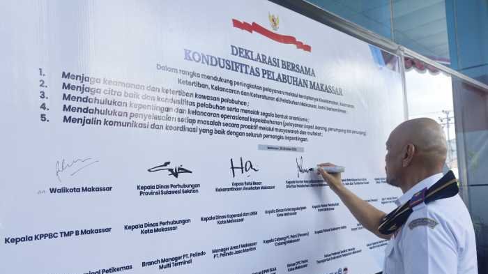 Semangat Sumpah Pemuda, Lintas Instansi Pelabuhan Makassar Deklarasikan Kondusifitas