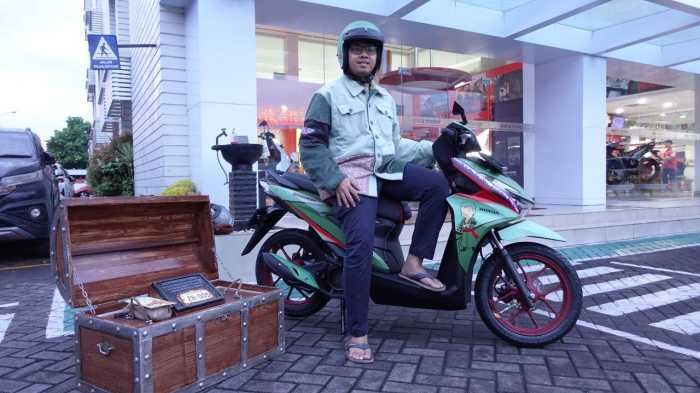 Beruntungnya Warga Makassar Yudistira Dapat Honda BeAT One Piece x Tahilalats Zoro Edition, Motor Langka