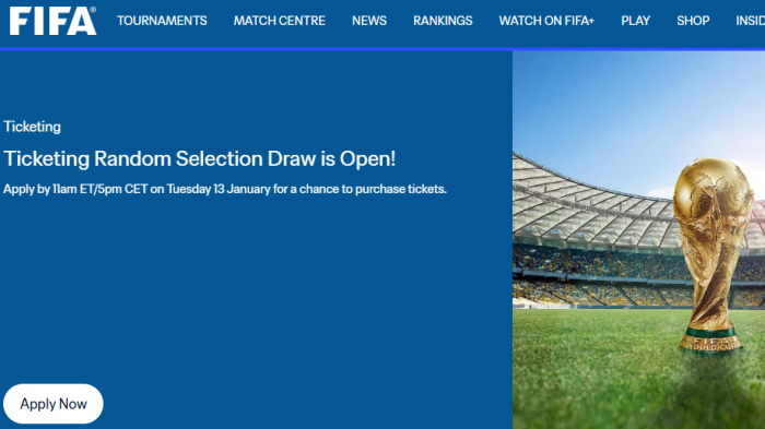 Pendaftaran Minat Tiket Piala Dunia FIFA World Cup 2026 Resmi Dibuka, Ada Sistem Undian Acak