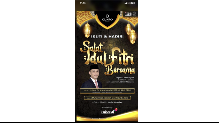 Hotel Claro Makassar Gelar Salat Idulfitri 1447 H di Sandeq Ballroom, Targetkan Ribuan Jemaah