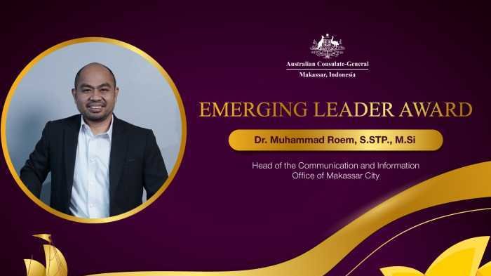 Sukses Perkuat Koneksi Makassar dan Australia, Kadis Kominfo Makassar M Roem Raih Emerging Leader Award 2026