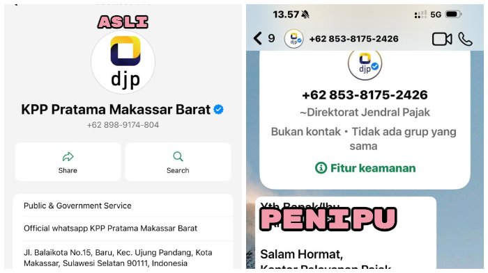 Waspada Penipuan Catut Nama Direktorat Pajak Makassar Via Whatsapp, Pelaku Punya Data Lengkap