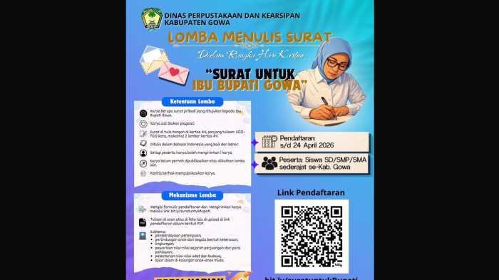 Peringati Hari Kartini 2026, Pemkab Gowa Dorong Literasi Generasi Muda Melalui Lomba Surat Untuk Bupati