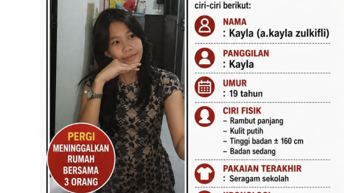 Orang Hilang: Bantu Cari Kayla, Terakhir Terlihat di Sekitar SMKN 6 Makassar 