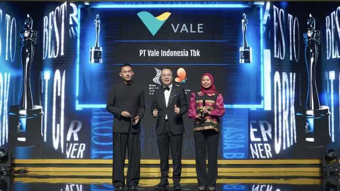 Tegaskan Komitmen Bangun Tempat Kerja Berpusat pada Manusia, PT Vale Raih Dua Penghargaan HR Asia 2026