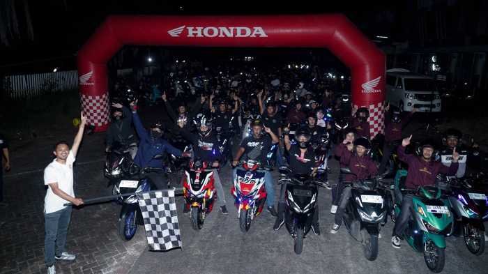Astra Motor Sulsel Gaungkan Cari Aman ke Ratusan Bikers Honda Vario, Perlengkpan Berkendara hingga Cara Aman Night Ride