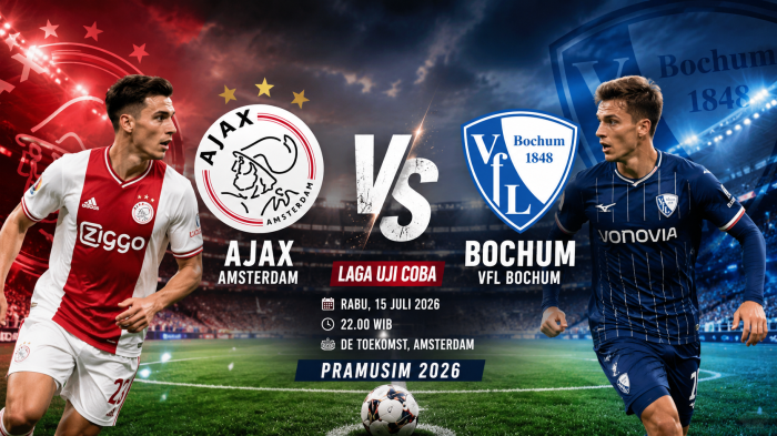 Tempat Menonton Ajax vs Bochum Malam Ini, Berikut Jadwal Kick-off dan Informasi Siaran