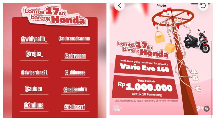 Ini 10 Pemenang Lomba 17-an Bareng Honda, Cek Daftar Lengkapnya