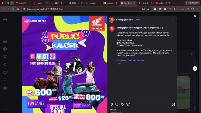 Honda Gelar Public Kalcer di Belopa, Tawarkan Promo Motor hingga Hiburan