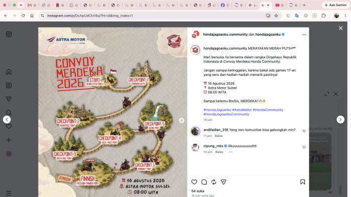  Honda Community Sulsel Gelar Convoy Merdeka 2026, Intip Keseruannya
