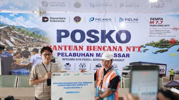 Kolaborasi Pelni, Pelindo Salurkan Bantuan Gempa NTT dari Pelabuhan Makassar