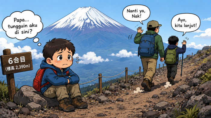 Bocah Usia 7 Tahun Ditinggal Ayahnya Sendirian di Gunung Fuji, karena Kelelahan Saat Mendaki