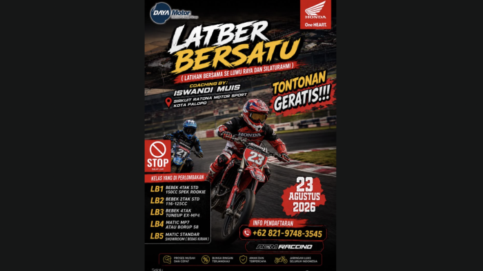 Latber Bersatu Digelar di Palopo, Pecinta Motor Honda Adu Skill di Sirkuit Ratona