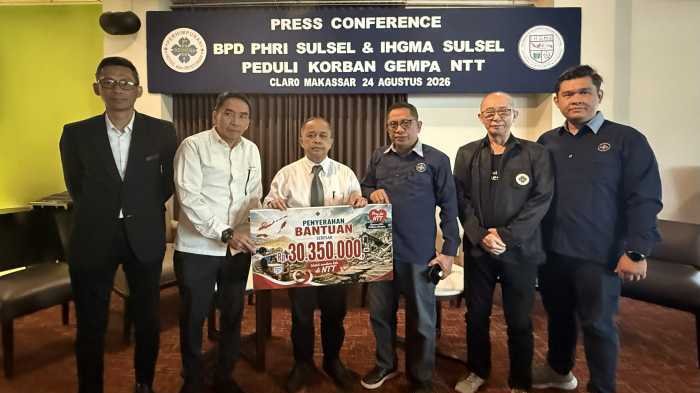 PHRI dan IHGMA Sulsel Salurkan Bantuan Uang Tunai untuk Korban Bencana NTT
