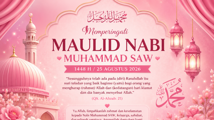 Ini 20 Ucapan Maulid Nabi Muhammad SAW 1448 H Lengkap dengan Doa