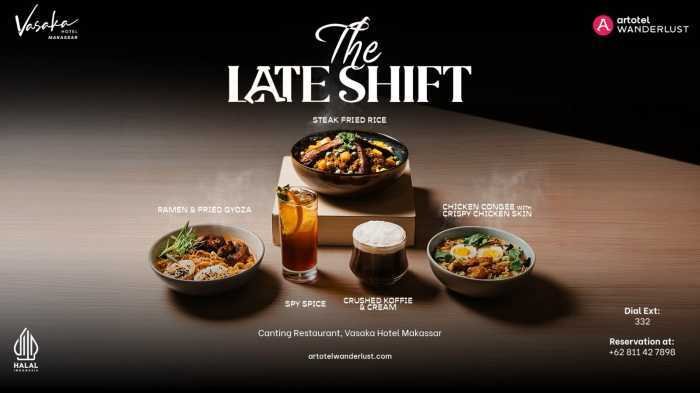 Vasaka Hotel Makassar Hadirkan Promo Kuliner Malam The Late Shift, Ada Ramen hingga Steak