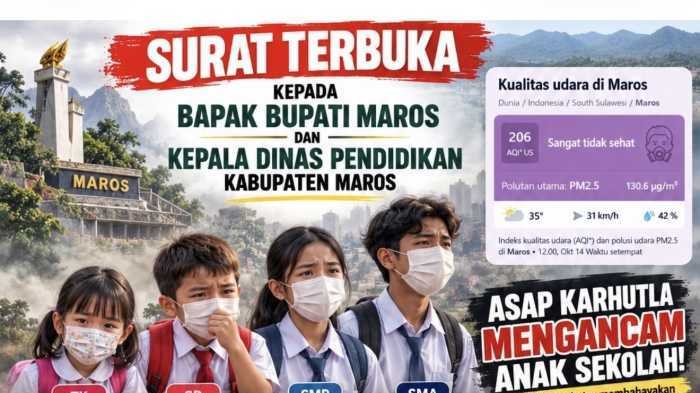 Orangtua Viralkan Surat Terbuka untuk Bupati Maros soal Asap Karhutla, Desak Perlindungan Anak Sekolah