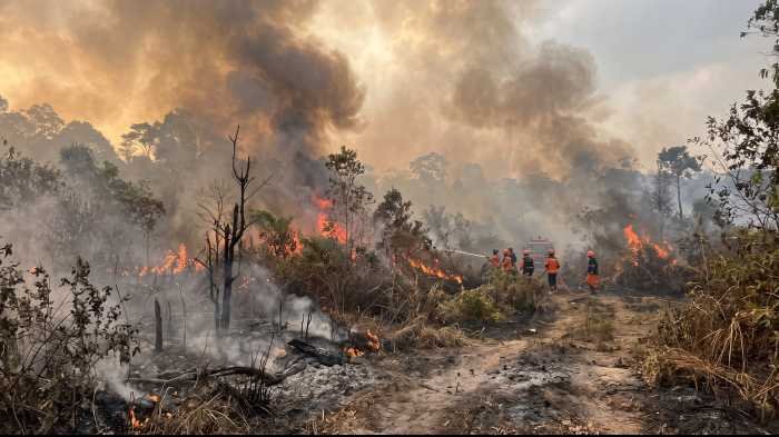 VIDEO: Kebakaran Landa Hutan Pinus Malino Gowa