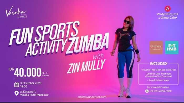 Vasaka Hotel Makassar Gandeng FIT HUB Gelar Zumba, Tiket Rp40 Ribu